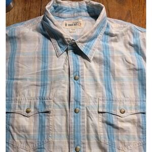BKE NWT Men's L Western Pearl Snap Button Down Long Sleeve Blue Plaid 1967 Y2K